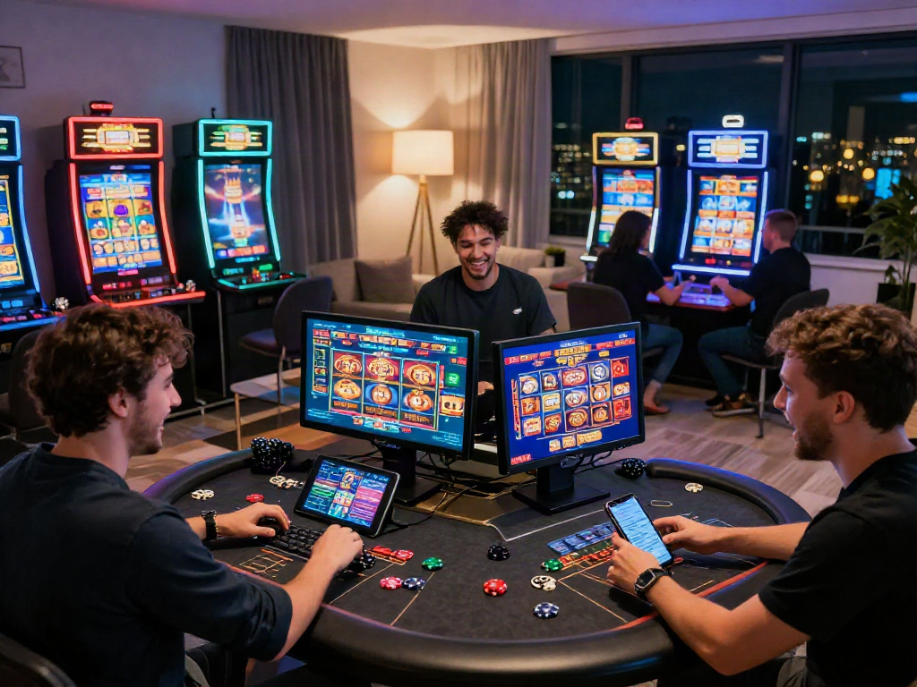 Expérience engageante de jeux en ligne dans un environnement moderne, mettant en avant les meilleurs casinos en ligne.