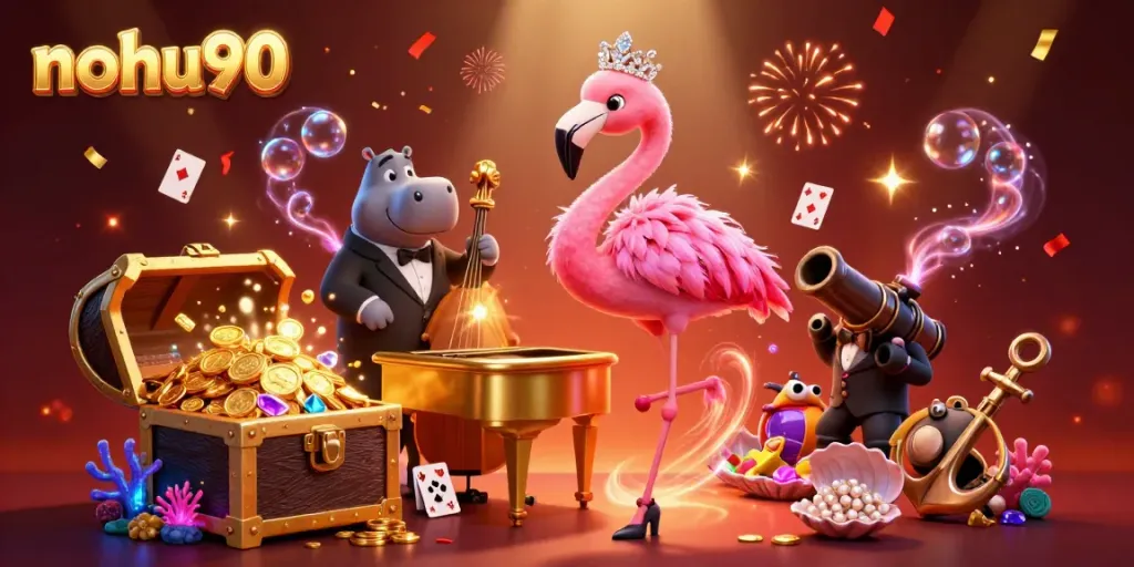 Experience the vibrant excitement of nohu90 with animated casino characters and underwater treasures.