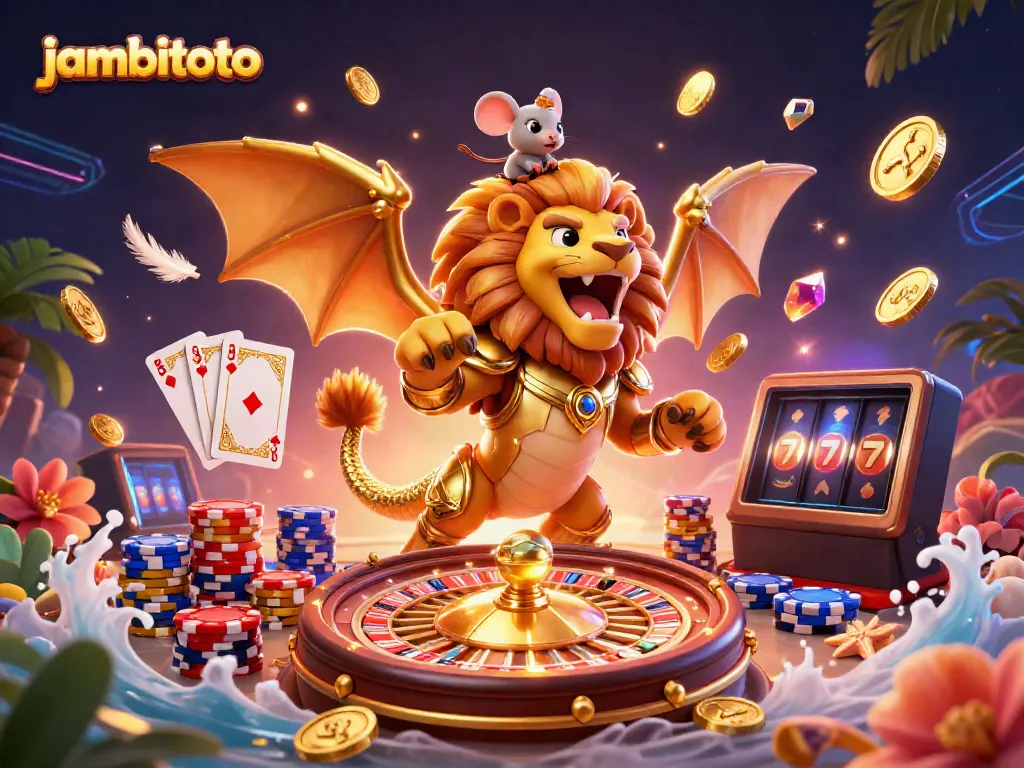 Experience thrilling gameplay with jambitoto in this vibrant 3D casino scene filled with action.