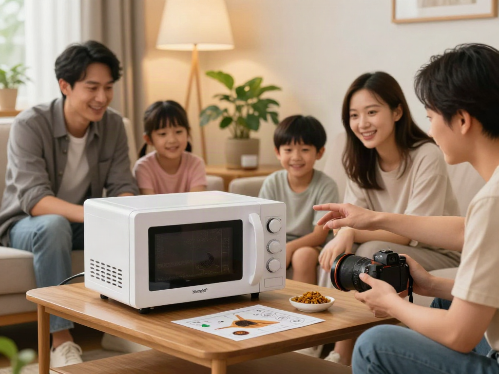 Famille réunie pour une démonstration de traitement contre les vers à bois avec le Shashel®, dans un environnement chaleureux et accueillant.